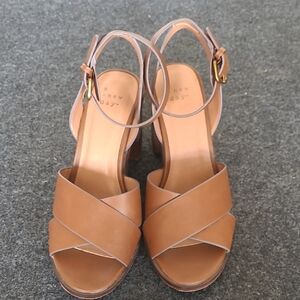 A New Day Tan Heels with Crossed Straps